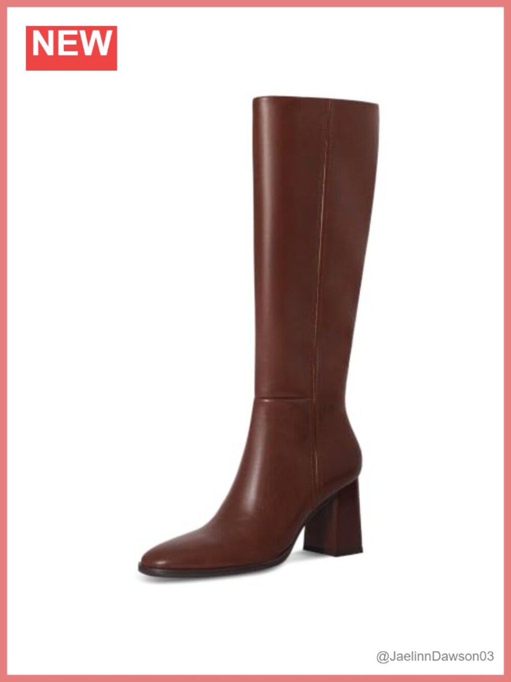 Knee High Chunky Heel Boots Pointed Toe Side Zip PU